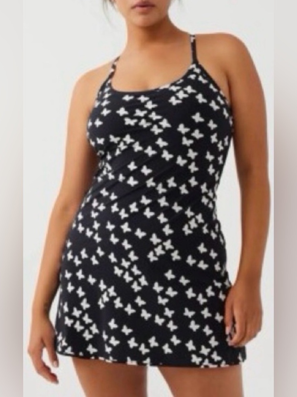 Outdoor Voices The Exercise Dress Ditzy Butterflies Black White Pockets EUC - Picture 2 of 10